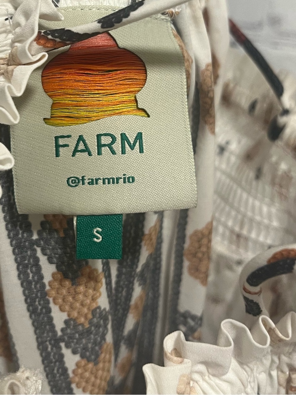 Farm Rio Flower Fan Tapestry Off-White Midi Dress - Picture 10 of 12